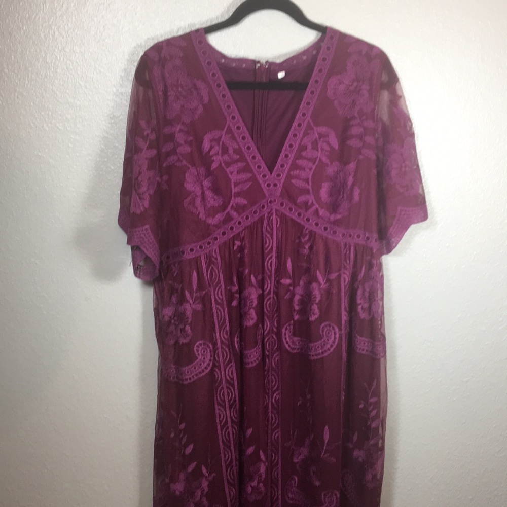 New*PinkBlush Plum Lace Mesh Overlay Maternity - Picture 2 of 12